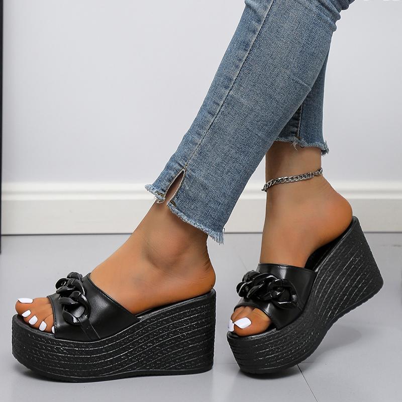 Fashion Metal Chain Sandals Platform Sandals Shoes Women Summer Sandals Beach Shoes Female Casual Shoes 2024 Women's Sandals