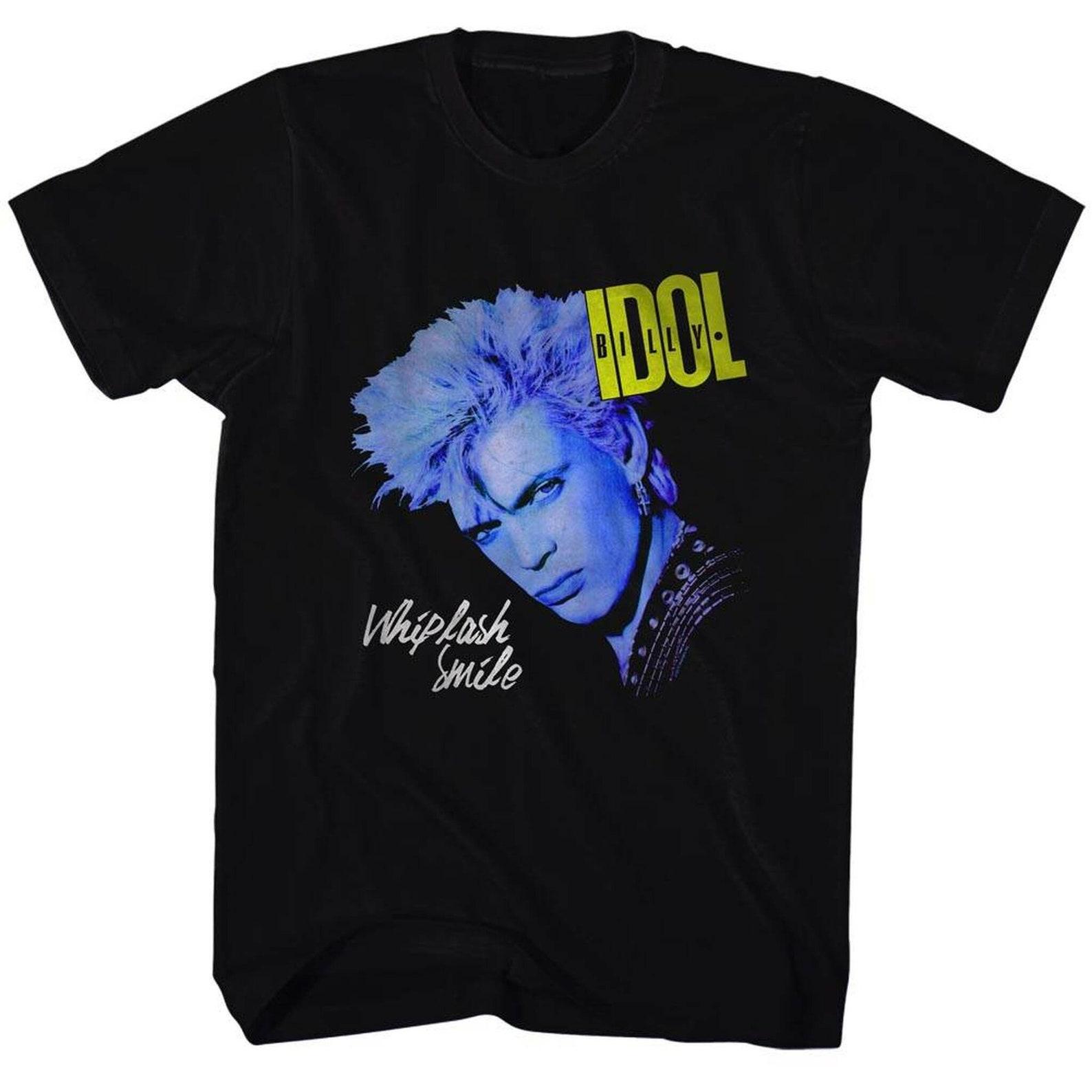 Billy Idol Black Whiplash Smile Black Adult T-Shirt M