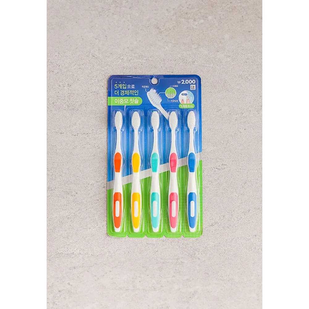 Adult Double Fine Bristle Toothbrush 5-Pack 1ea