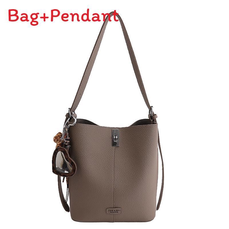 Pu Retro Fashion Water Bucket Bag For Daily Casual Womens Shoulder Purse