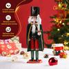 38CM King Nutcracker Soldier with Cloak Wooden Puppet Christmas Decor Holiday Gift Home Office Decoration Festive Statue
