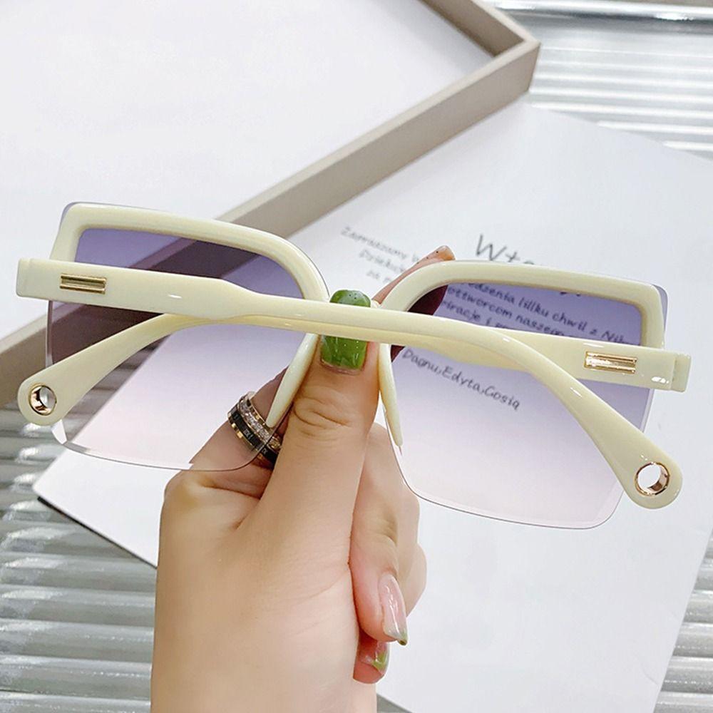 Vintage Rimless Square Sun Glasses Fashion Oversized Sunglasses For Women Men Eyewear Luxury Design Uv400 Female Shades