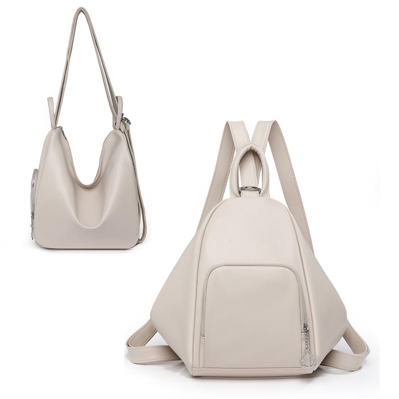 Women's Multifunctional Shoulder Bag Commuter Business Backpack Solid Color Crossbody Bag