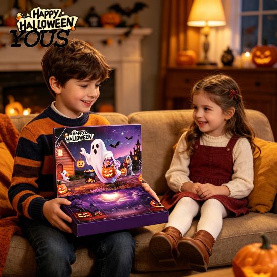 Halloween Advent Calendar 2026, 24 Day Countdown Box with Figures, Activity Spooky Holiday Gift for Kids, Party Decor & Daily Fun With