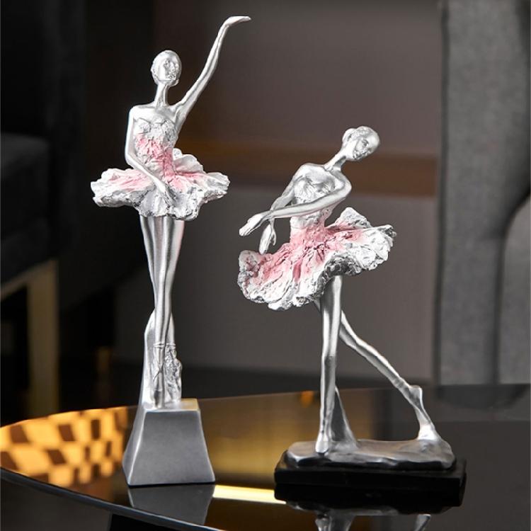 Resin Ballet Dancer Sculpture Girl Figurines Elegant Statues  Decoration for Cabinet Desktop