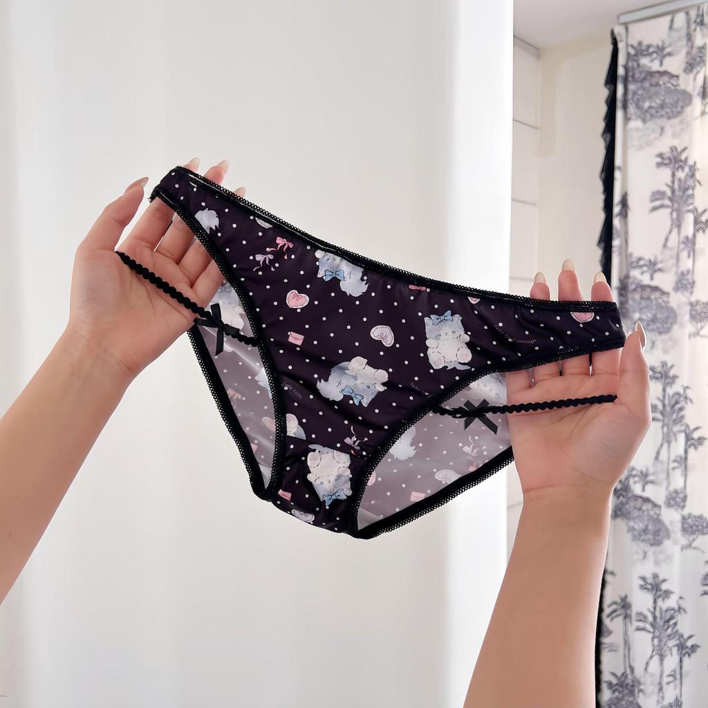 Milky Kitten Ice Silk Sweet Print Lolita Underwear