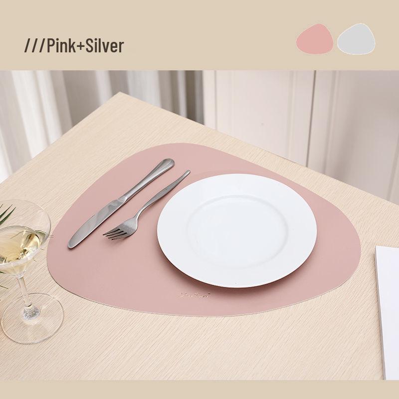 High-End Double-Sided Waterproof PU Leather Placemat - Oil-Proof, Heat-Insulated, Light Luxury Water Drop Design.