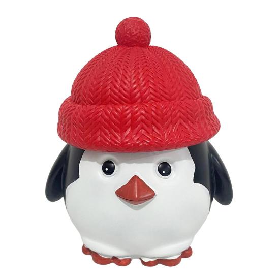 Christmas Penguin Candy Storage Box Red Hat Penguin Chocolate Goodies Snack Container Figurine Statue Resin Ornament