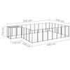 VidaXL Chenil Noir 15,73 m² Acier Enclos pour Chiots Cage Chiens Extérieur 3082214