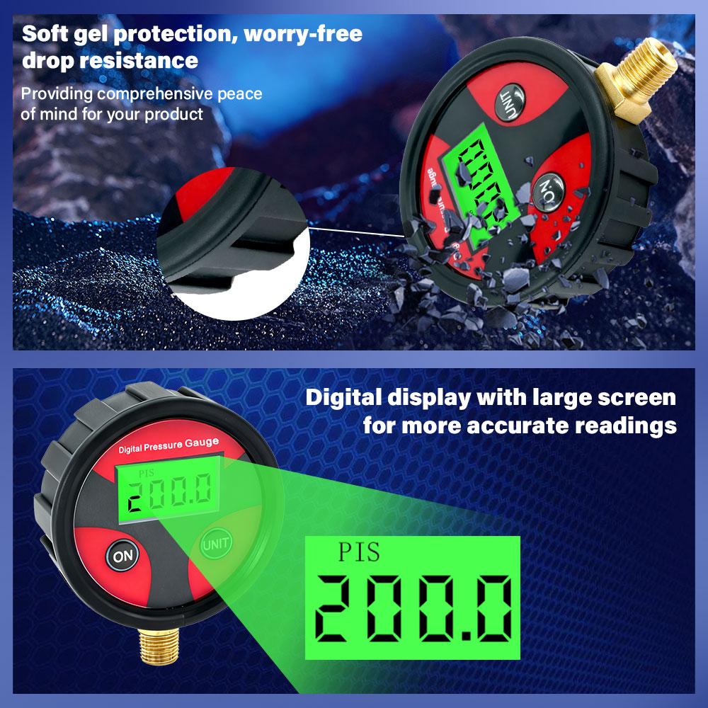 New 1/8 Digital Tire Pressure Gauge LCD Backlight LED Digital Tire Pressure Gauge Pressure Gauge for Car Pressure Tester