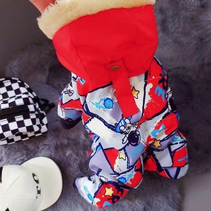 

Питомец плюшевый песик осень и зима бархатные утолщенные хлопковые вещи кошка чем медведь шнауцер зимняя теплая четырехногая хлопковая одежда S chest 35 back 25 about 3-2 kg