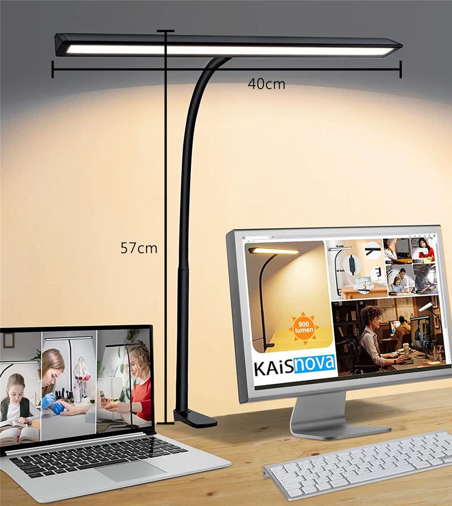 LED Desk Lamp with Clamp Swing Arm Desk Lamps Eye-Caring Dimmable Desk Light with 3 Color Modes and 10 Dimmable Led Table Lights
