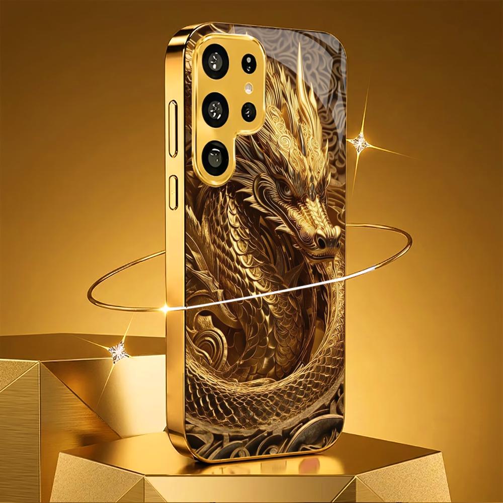 Noble Dragon Dragon race PhoneCase Electroplating Glass PhoneCase for Samsung Galaxy S26 S25 S24 S23 S22 S21 FE,Ultra,Plus