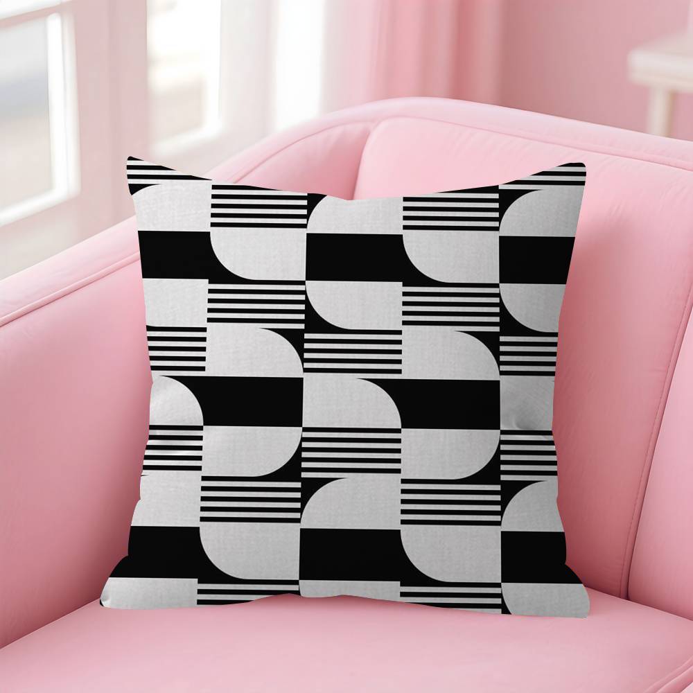 Black White Striped Geometric Rectangle Cushion Cover Polyester Sofa Cushions Decorative Throw Pillows Decoration Pillowcover