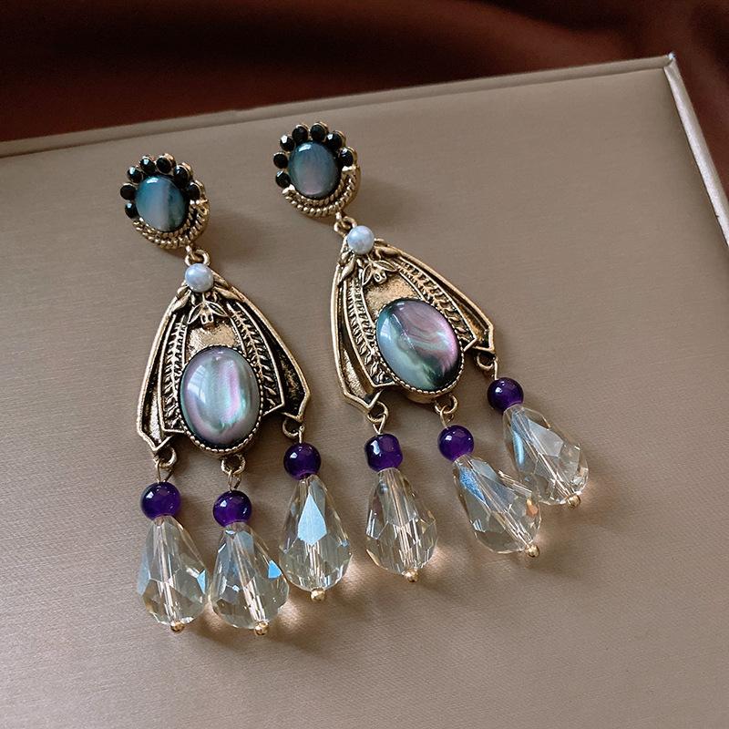 Medieval Vintage Silver Needle Retro High-end Earrings Light Luxury Versatile Earrings Court Style Niche Earrings