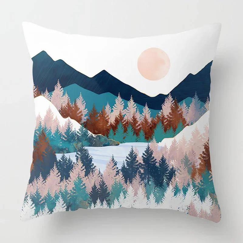 Nordic Mountain Moon Metal Painting Pillowcase Living Room Sofa Decoration Cushion Cover Home Decoration Cushion Cover