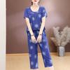 Women's Plus Size Floral Print 2-Piece Set, Casual Short Sleeve Top & Capri Pants (XL-7XL)