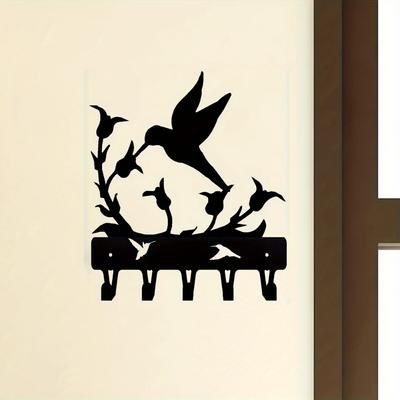 1 Stück Wandmontierter Kolibri Schlüsselhalter Hänger - Klein 6 Zoll Breit Eisenhandwerk Wandkunst Dekorativer Haken Kleiderhaken