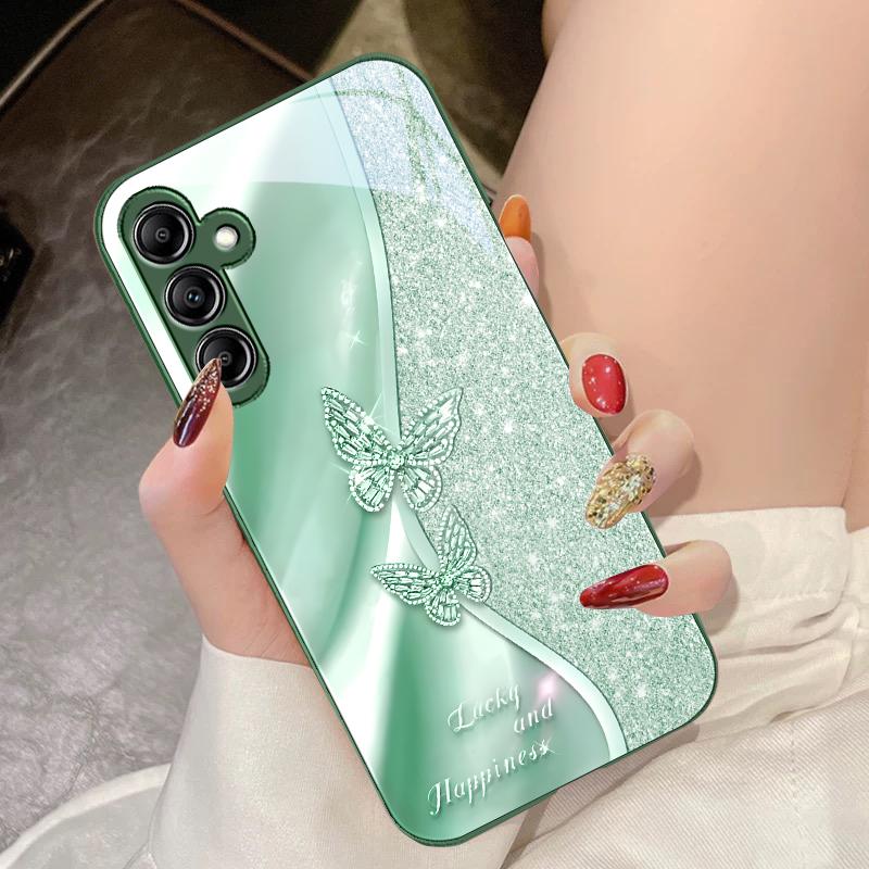 Goldener Schmetterling Für Samsung Galaxy A14 4G 20 30 52 20S 21S 22 A32 33 34 42 50 51 53 54 70 71 72 73 5G Glas Handyhülle