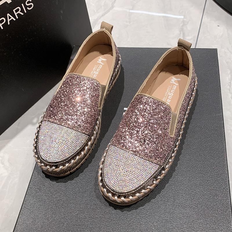 Summer New Flat-bottomed Thick-soled Glit Women's Singles Shoes for Lazy People