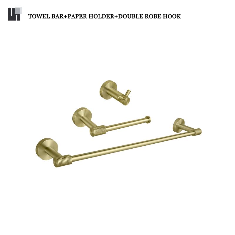 Brushed Gold Stainless Steel Knurling Towel Bar Holder Toilet Roll Holder Bathrobe Hook Hanger Towel Holder Bathroom Accessories