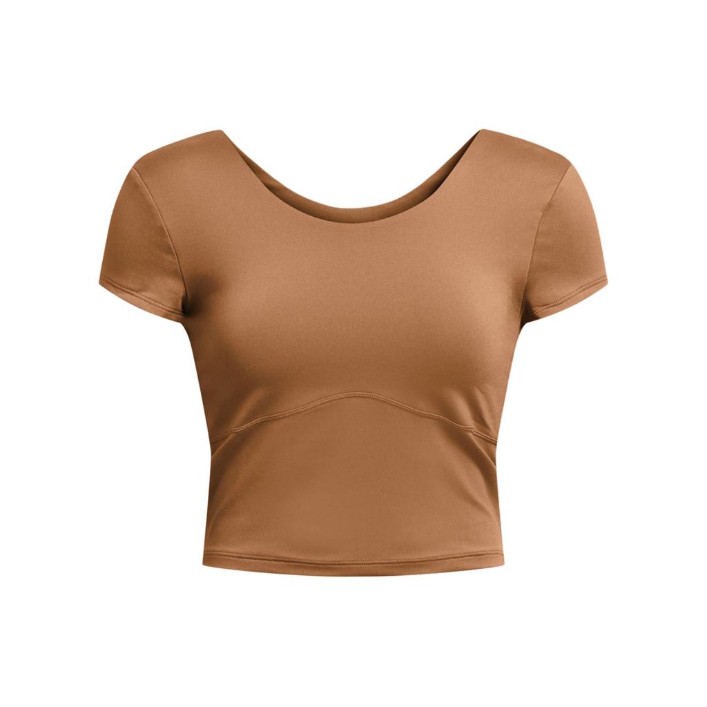 Under Armour Ua Meridian Solid Color Crew Neck Short Sleeve T-Shirt Women Tops Khaki 1379156-253