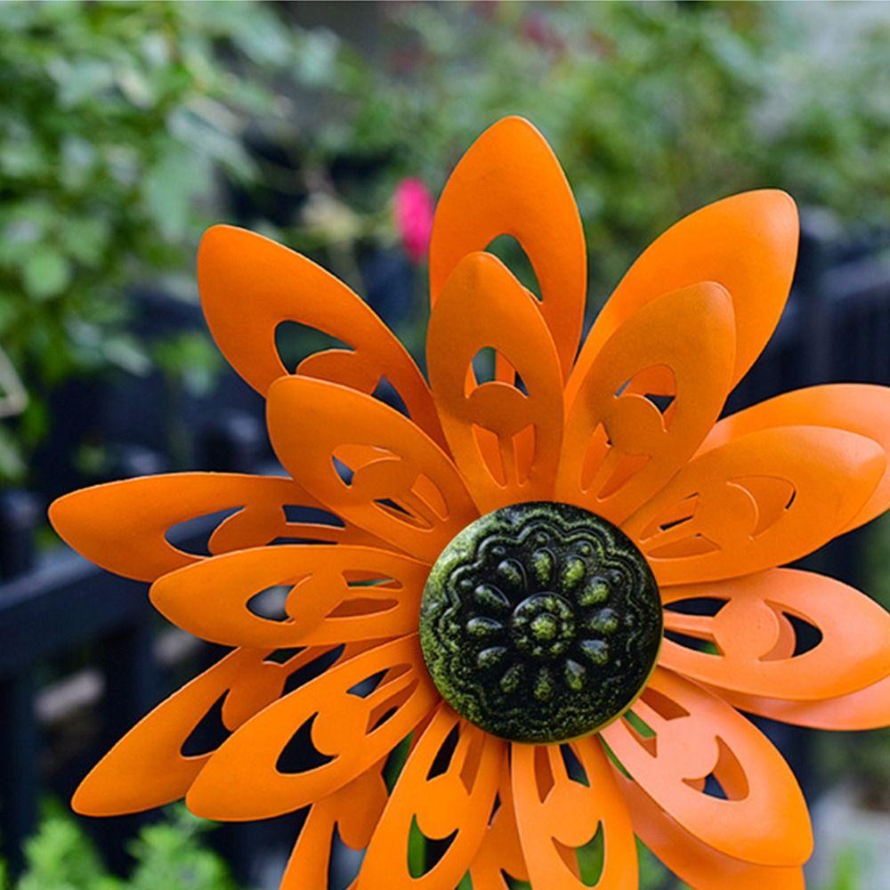 Garden Decorative Pile Rotating Garden Windmill Spinner Metal Creative Gardening Plug Simulation Flower Climbing Support Park
