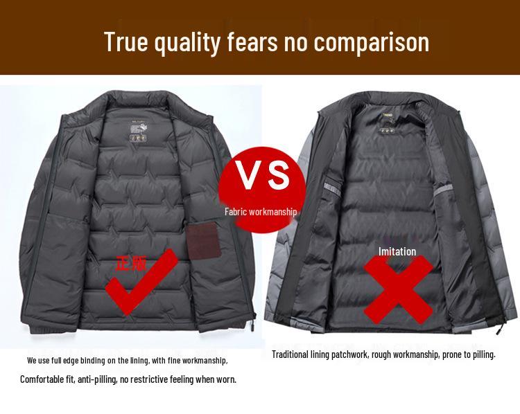 Men's Lightweight Down Jacket - Warm Business Casual Lapel Style for Middle-Aged Dads