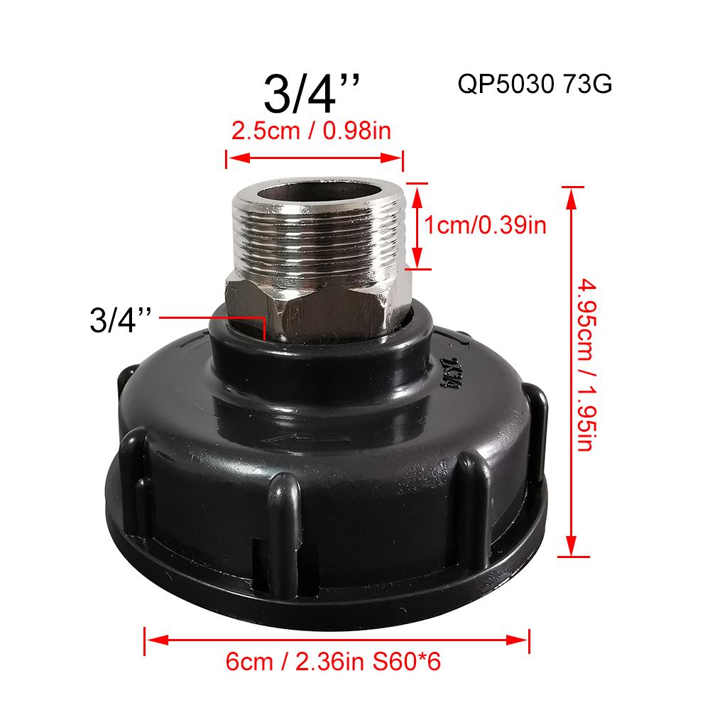 S60x6 Coarse Thread G1'' 1/2" 3/4" Male Female Thread IBC Water Tank Replacement Adapter Stainless Steel Spout Drain Fittings