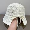 Rear Split Bow Fisherman's Hat Sunshade Hat for Women 2025 New Spring/Summer Versatile Knitted Bucket Hat