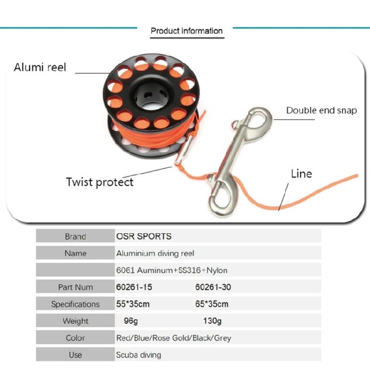 Scubas Diving Spool Finger Reel Aluminum Alloys Spool Finger Reel with Double Ended Hook Cave Diving Equipment Enduring