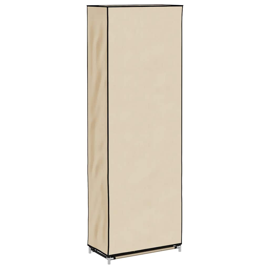 Shoe Cabinet with Cover Cream White 57 X 29 X 162 Cm Fabric