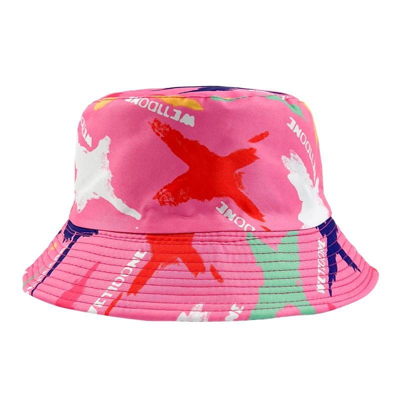 New Double-sided Graffiti Bucket Hat Women's Print Tie-dye Pot Hat Korean Hip-hop Visor Sun Hat