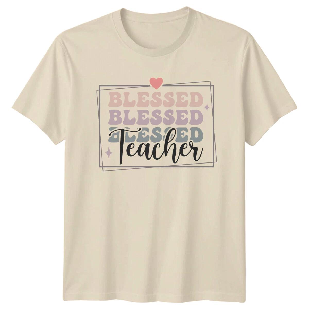 Blessed Teacher T-Shirt Retro Style, Heart Above, Blessed Teacher XS