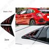 Pair Side Air Vent Window Louver Cover Black+Red For Honda Civic Hatchback 16-21