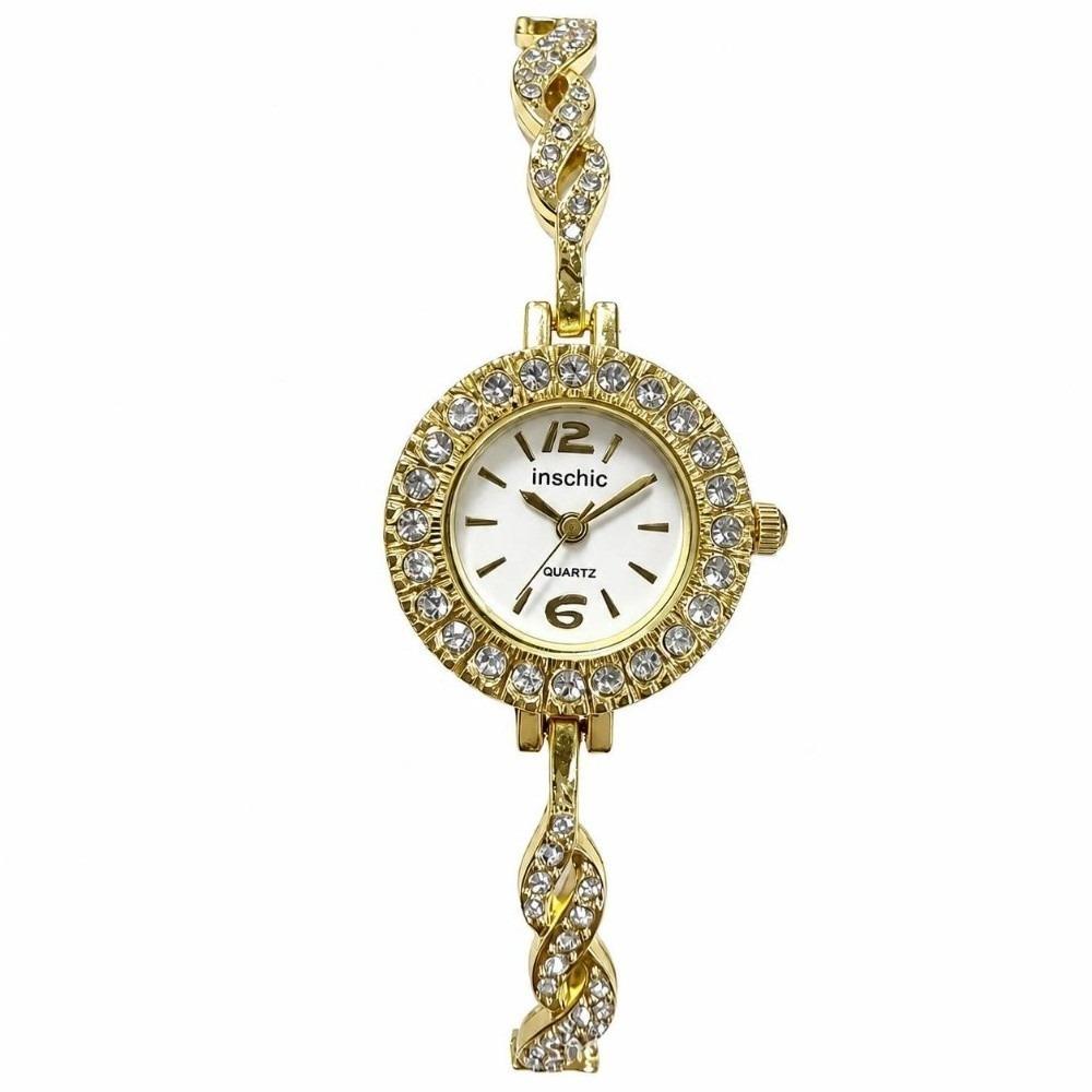 Small Dial Women Watch Round Bracelet Ladies Wristwatch Luxury Diamond Inlaid Watch Daily Use