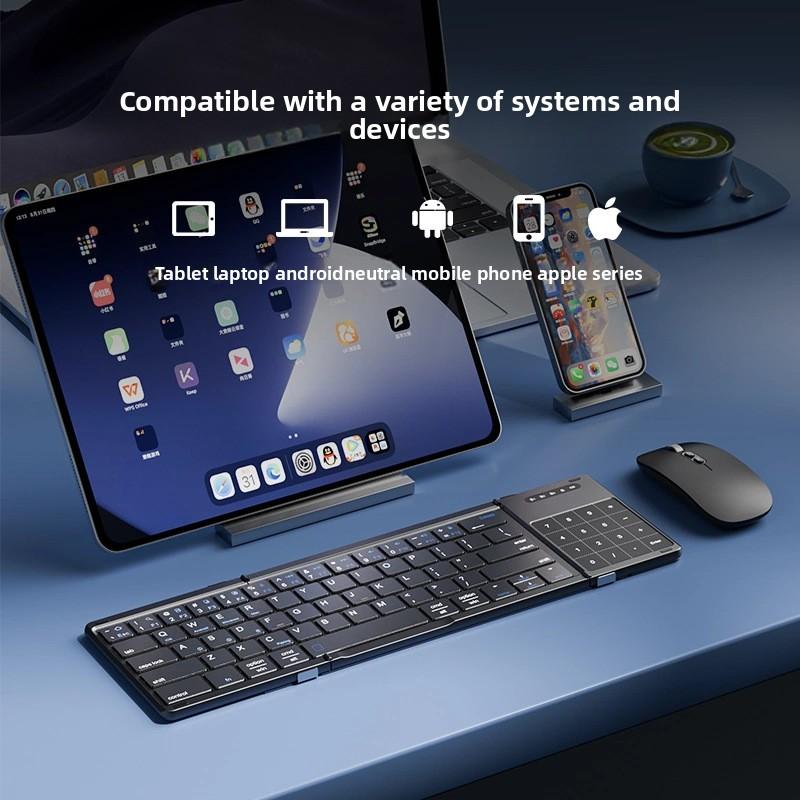 Tri-fold Keyboard Wireless Bluetooth Foldable Small Keyboard Suitable for Desktop Computers and Notebooks