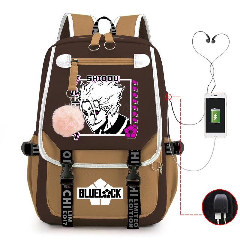Blaues Gefängnis Anime Schultasche College Stil Große Kapazität Mittelschüler USB Rucksack