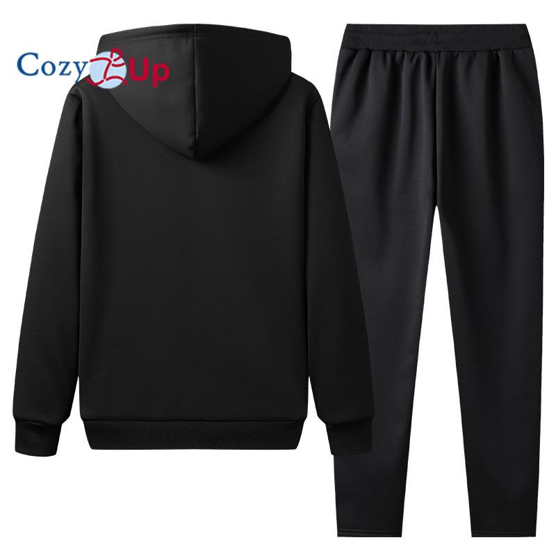 Cozy Up Herren Lammfleece Sportset Trainingsanzug Outfits Sherpa gefüttert Kapuzen-Trainingsanzüge 2-teiliges Set Kapuzenpullover & Sweatpants