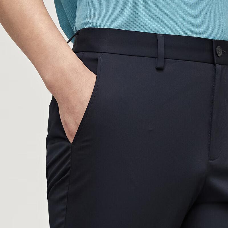 YOUNGOR [Washable Pants] Spring 2026 Men's Business Outdoor Wrinkle-Resistant Straight-Leg Trousers, Blue, L(175/80A)