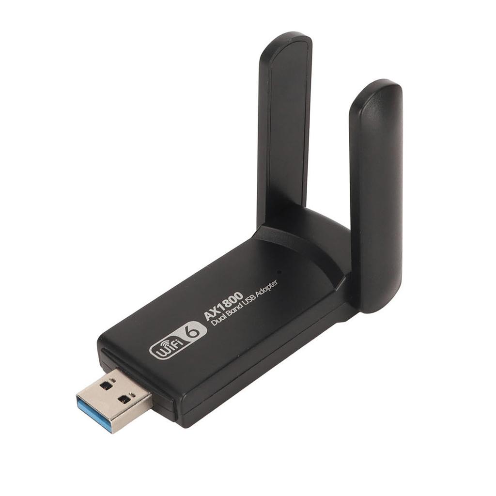 1800Mbps Dual Band WiFi Adapter with Dual 3dbi Antennas 2.4G 5G USB3.0 Plug and Play USB WiFi 6 Adapter for Laptops