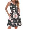Women's Summer Fashion Casual V-neck Pleated Stitching Small Floral Print Sleeveless Vest Dress With Pockets