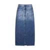 European & American Women's High-Waist Denim Midi Skirt with Slit Design for Summer 