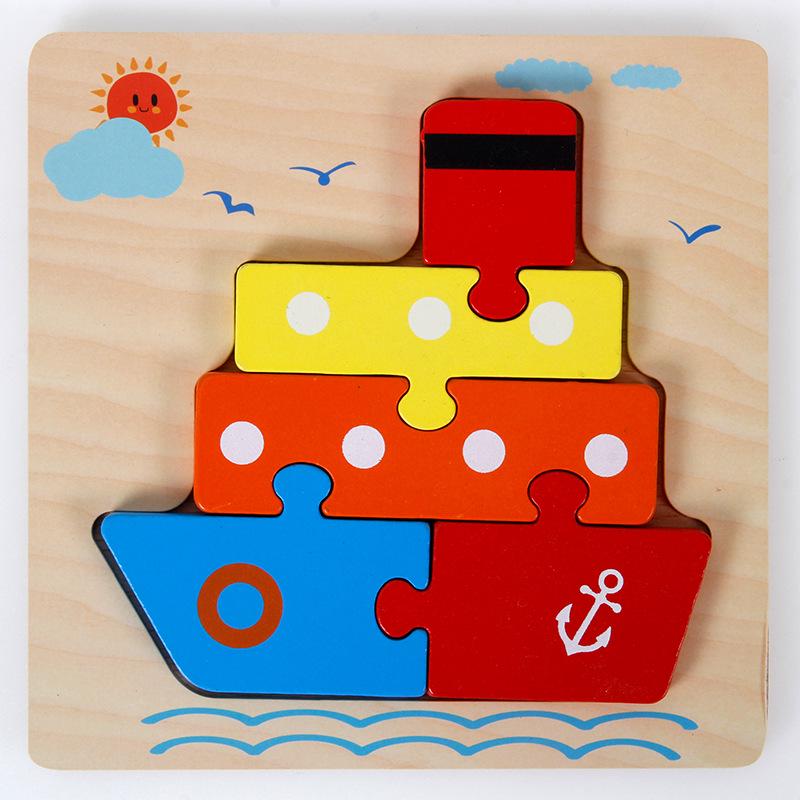 3D Wooden Cartoon Animal & Vehicle Puzzle Board for Early Childhood Education
