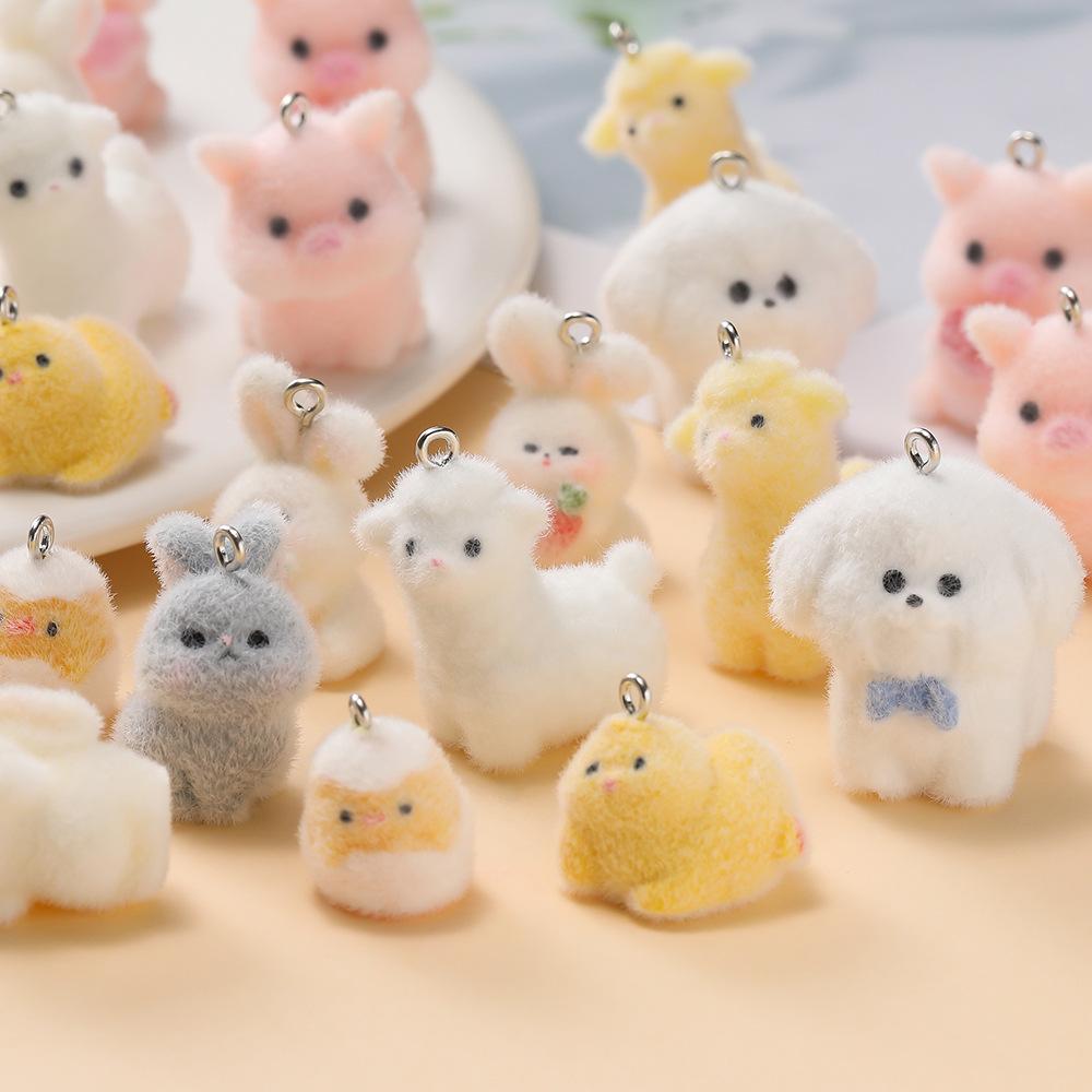 1pcs Resin Flocking Cute Cartoon Pendant DIY Pendant Jewelry