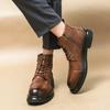 High Top Men Boots PU Lace Up Low Heel Solid Comfortable Round Toe Work Boots Classic Large Size 38-46 Fashionable Men Boots