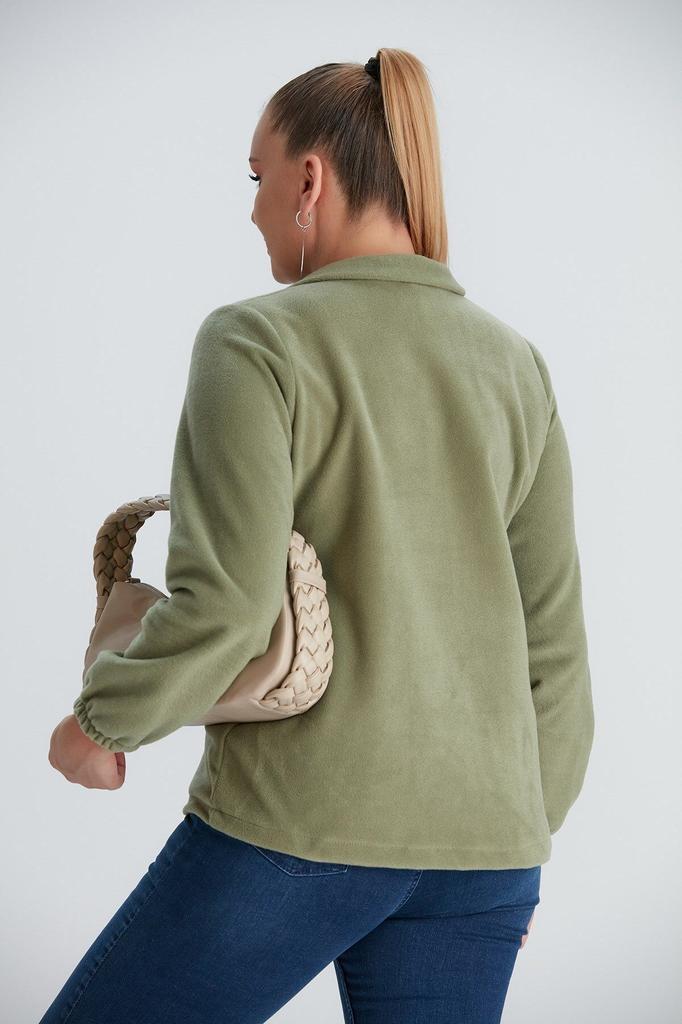 Damenstil Große Größe Sweatshirt Übergröße Fliederfarbenes Fleece-Sweatshirt mit elastischen Ärmeln