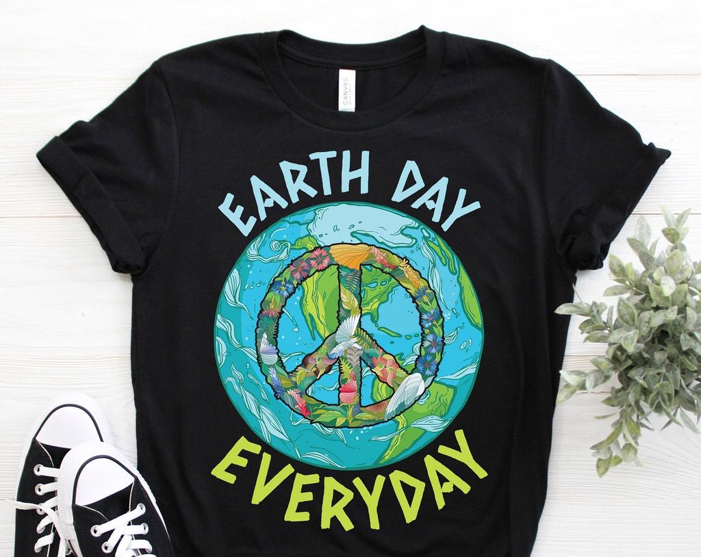 Earth Day Everyday Planet Peace Symbol Sign Hippie T-Shirt, April 22 Science, Vegan, Recycling, Environment, Global Warming, Climate Change,