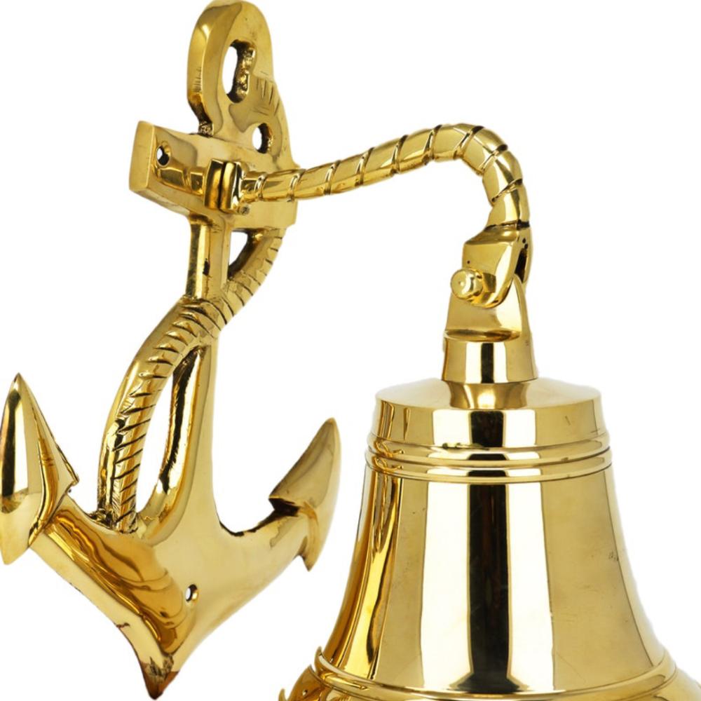 Handgemachte Schiffsglocke aus Messing im Antik-/Vintage-Stil, massiv, antik, poliert, hochwertige nautische Bootsglocke, maritime Marine-Schiffsdekor & Geschenke – groß, 27,9 cm