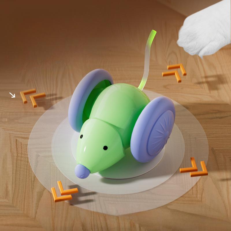 Interactive Cat Toy Electric Mouse Car Automatic Teaser Kitten Pet Toys Rechargeable Intelligent Obstacle Avoidance Cat Car Toy